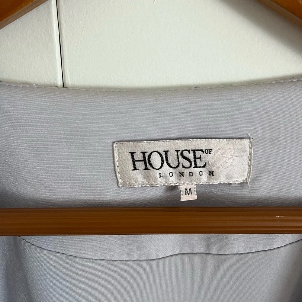 HOUSE OF CB‎ LONDON Verina Silver Iridescent Sequin Wrap Robe Dress